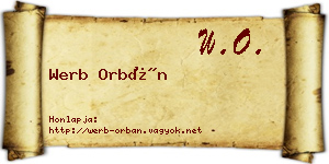 Werb Orbán névjegykártya